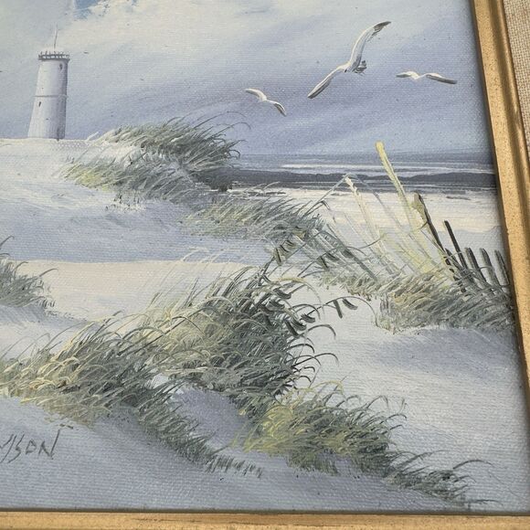 Original Lighthouse Coastal Oil Painting Framed Original Signed Adamson Nautical - Picture 4 of 16